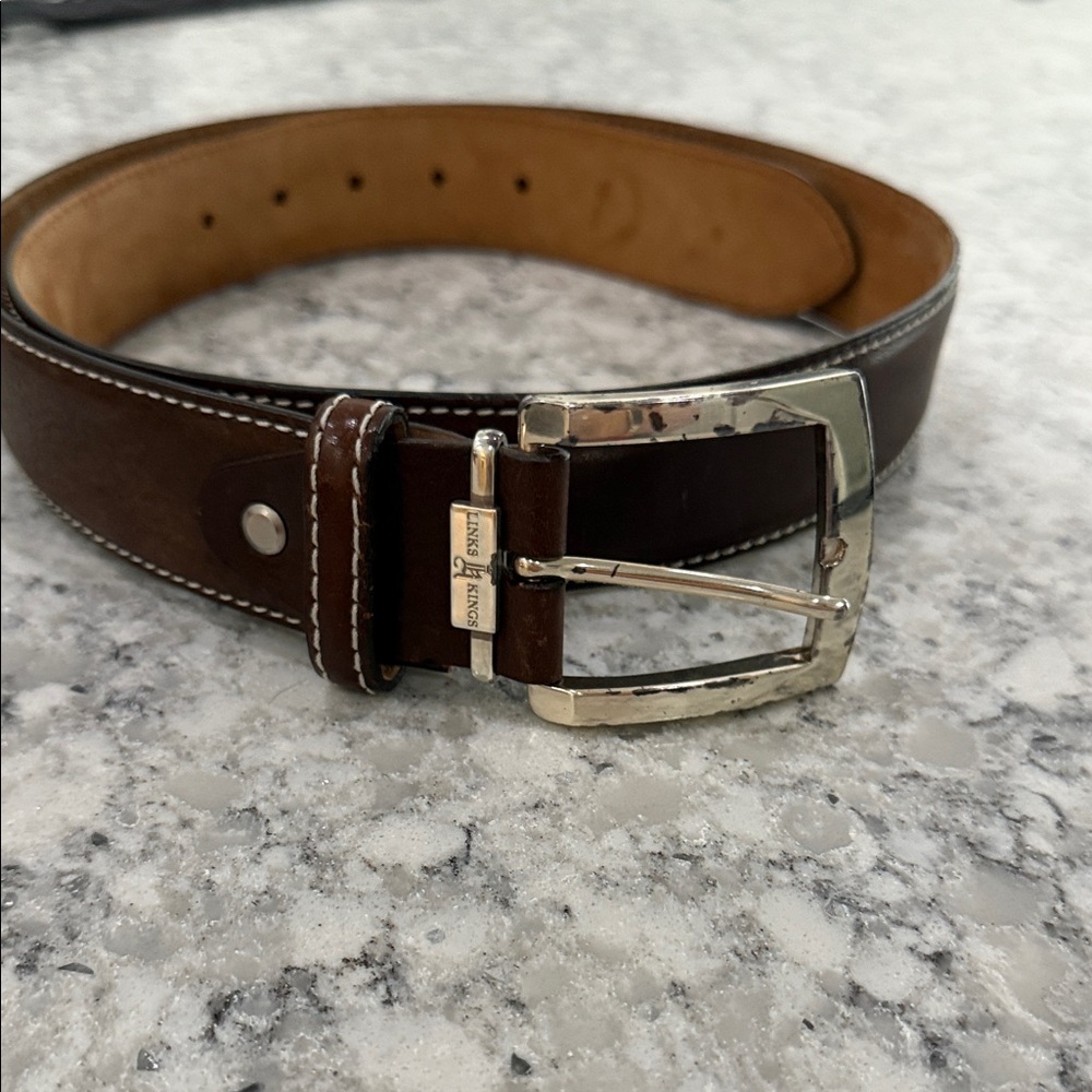 Polo by Ralph Lauren Brown Leather Belt with Silver Buckle